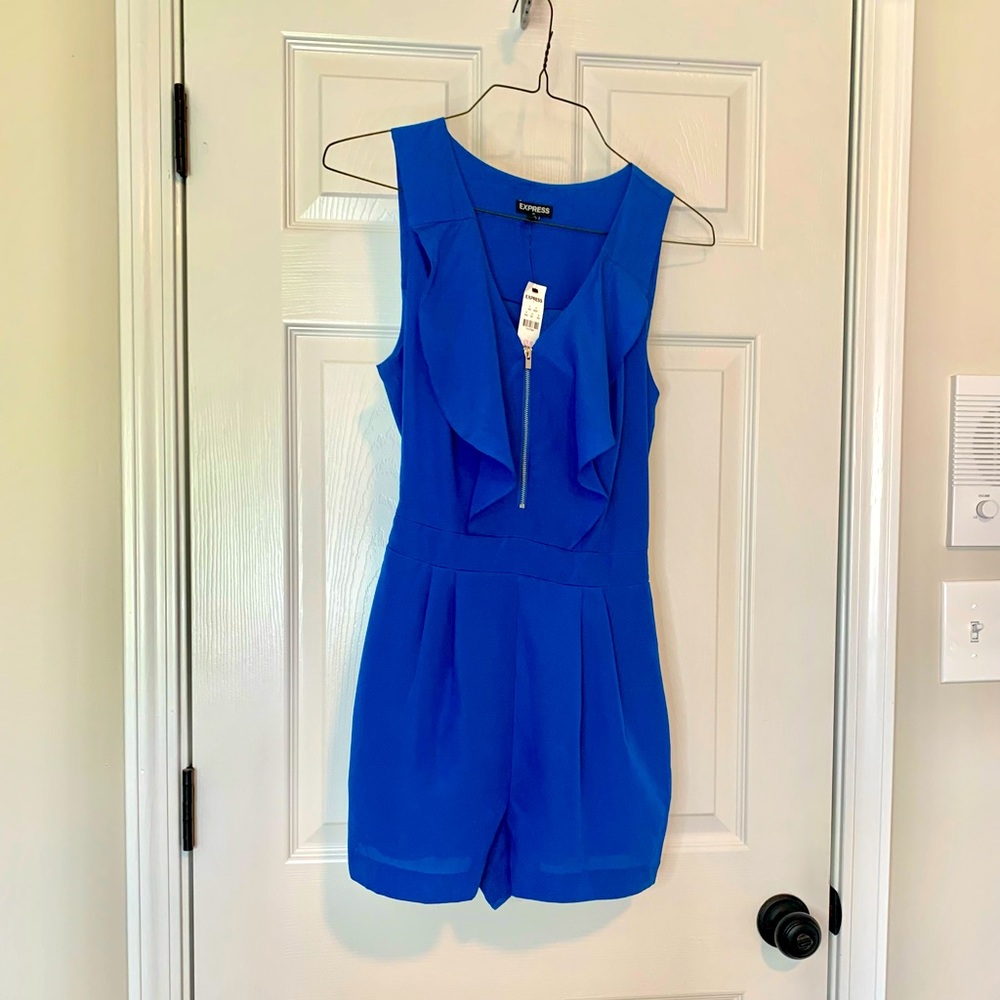 Express Outlet Ruffle Romper in Royal Blue, Sz 6